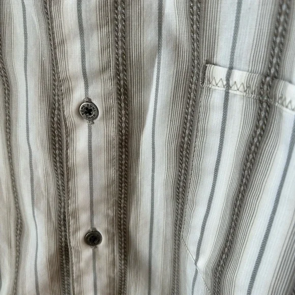 Kuhl Men's Casual Striped Shirt XXL - Cream and Brown - Picture 3 of 4